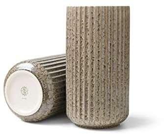 Lyngby Porcelæn Radiance Vase H20.5 cm Lyngby Klassische Rillen, grau