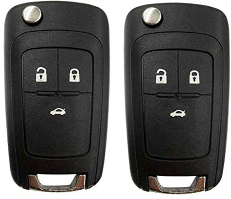 RKFUK - 2 x Replacement 3 Button Remote Flip Car Key Fob Case Shell Uncut Blade Suitable for Vauxhall Opel Astra Insignia Vectra Zafira Meriva Mokka Cars Vans Keys