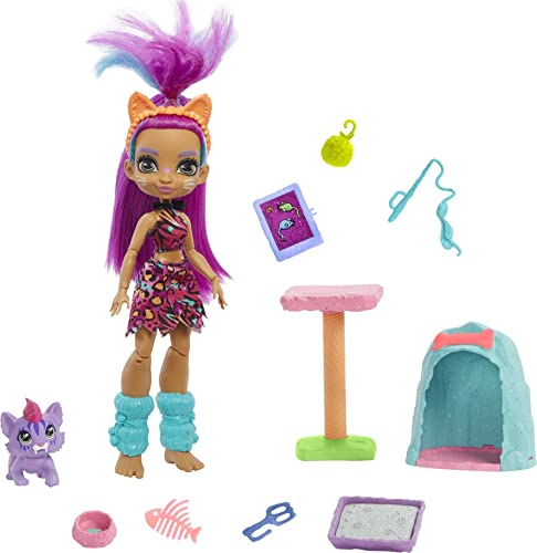 Cave Club Wild About Cats con muñeca, mascota y accesorios para niños y niñas +4 años (Mattel GNL95)