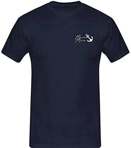 T-Shirt Moin Moin Anker 13 Farben Herren XS-5XL Norden See nordlicht Hamburg küste moinmoin moeve seefahrer ankern Sankt-Pauli, Farbauswahl:Navy - Logo Weiss, Größenauswahl:L