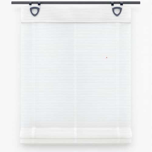 Raffrollo Bambusoptik | weiß wollweiß | inkl. Haken | ohne Bohren | BxH 45/60/80/100x130cm | (BxH 95x130cm)