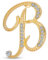 Large Statement Abc Pave Crystal Cursive Script Monogram Letters Alphabet Initial B Scarf Lapel Pin Brooch For Women Yellow Gold Plated