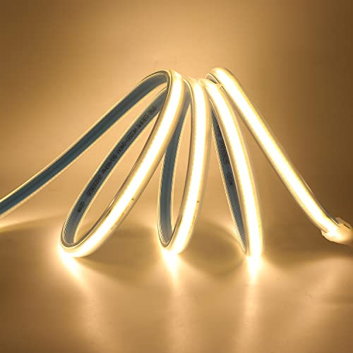 XUNATA Striscia LED COB 220V, Alta Luminosità 360 LED/m, IP65 Impermeabile, Ogni 50 cm di Taglio, Nastri LED Flessibile Luce (Bianco Caldo, 1m)