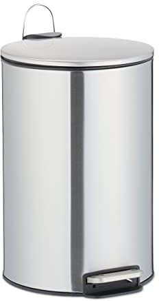 Relaxdays Edelstahl Treteimer 12 Liter Cubo Basura 12 litros, Acero Inoxidable, Mecanismo Automático, Bote Interior Extraíble, Papelera Cocina, Plata, 38 x 25 x 30 cm