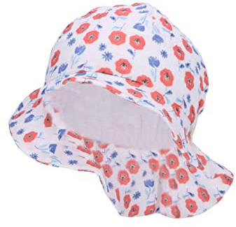 Sterntaler Baby Mädchen Hut Baby Sonnenhut Mohnblumen - Baby Hut, Kopfbedeckung Baby Sommer, Sommerhut Baby - aus Baumwolle - rosa, 47