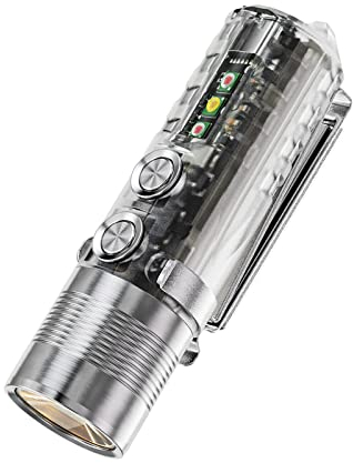 RovyVon Linterna A28R G2 con Luz Lateral Roja y Blanca, Recargable de 1000 lúmenes, Resistente al Agua, Linterna de Bolsillo EDC, Para Ciclismo Cámping,Hiking