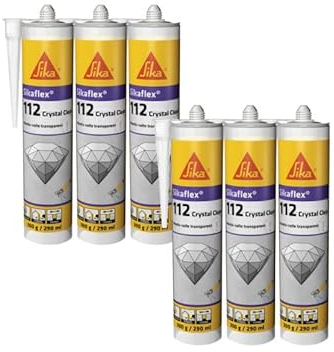 Lot de 6 colles mastic SIKA Sikaflex-112 Crystal clear - Transparent - 290ml