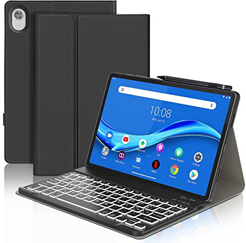 IVEOPPE Tastiera Lenovo Tab M10 FHD Plus 10.3, [TB-X606F/ TB-X606X], Layout Italiano, Custodia Tastiera Retroilluminazione Bluetooth per K10 Plus 10.3 TB-X6C6F, Nero
