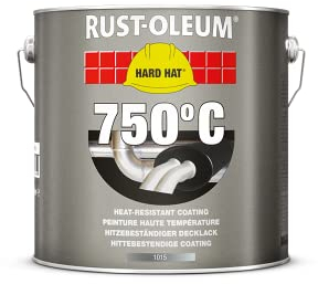 Rust-Oleum HARD HAT Hitzebeständiger Decklack - Hochleistungs-Deckschicht, hitzebeständig bis 750°C, Ofenlack Auspufflack Sprühlack Lack Spray Sprühfarbe Hitzelack Farbspray (2.5 l, Schwarz)