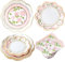 Kate Aspen Vintage Pink Floral Tea Party 62 Piece Party Tableware Set (16 Guests), Paper Plates & Napkins for Weddings, Bridal Showers, Baby Showers, Birthdays