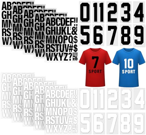 32 Sheets 462 Pieces Iron on Letters and Numbers, 8 Inch 0-9 Iron on Numbers & 2 Inch A-Z Heat Transfer Vinyl Letters for Clothing DIY Crafts Team Uniform Sports Football Basketball T-Shirt Printing