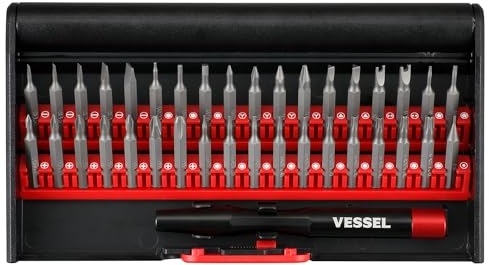 VESSEL 9836 Präzisions-Ersatzschraubendreher-Bit-Set mit 36 Uhren, Brillen, Kamera, Smartphone, Tablet, Spielkonsole, Stiftentfernung