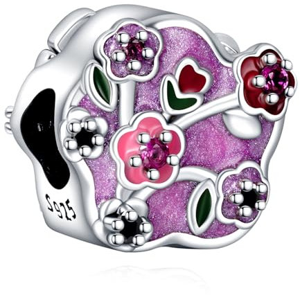 Rimgoris 925 Charm in argento sterling per bracciali da donna collana Viola Wintersweet Fiore Charms Donna Bracciale Fascino