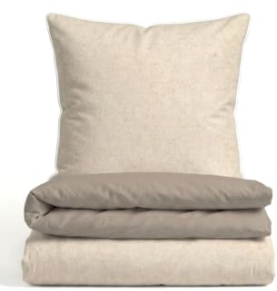 biberna Premium-Melange-Flanell Bettwäsche 155x220 cm beige – Biber 2-teilig | 100% Baumwolle, wärmend & weich | Kissenbezug 80x80 cm | Paspel & Reißverschluss | Winter-Bettwäsche Uni | Modell 0840500