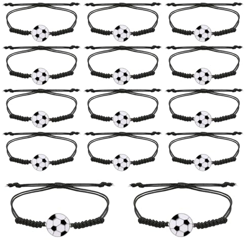 14 Stück Fußbälle Armbänder Kinder Fussball Armband Motivationsarmbänder Jungen Freundschaftsarmbänder Verstellbares Schnur Armband Metall Gewebte Sport Armbänder für Geburtstag Party Feiern