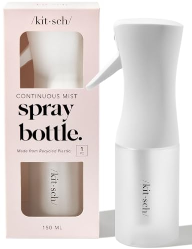 Kitsch Spray Bottle for Hair - Continuous Water Mister with Ultra Fine Mist for Hairstyling, Barbers, Salons, Cleaning, Plants, Versatile Spray Bottles - Made from Recycled Plastic - White, 5 oz