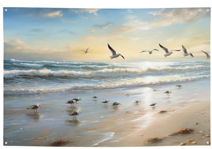NONHAI Banner mit Strandmotiv und Seevögeln, Party-Dekor, Hintergrund-Banner, Geburtstagsparty, Fotografie, Hintergrunddekorationen, Innen- und Außenbereich, Wanddekoration, Banner, Partyzubehör,