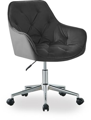 JaHECOME Samt Bürostuhl Schreibtischstuhl Drehstuhl höhenverstellbar Computerstuhl mit Armlehne und Schaumstoffpolsterung Arbeitsstuhl für Home Office/Arbeitszimmer (1, Grau), AMFBD-C175