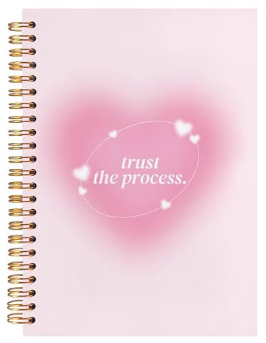 BearCake Adrette Positive Pink Trust the Process Notizbuch für Damen, Y2K-Notizbuch, ästhetisches Spiralbuch, Hardcover, 14 x 21 cm