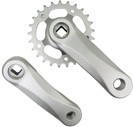 Ronyme Kurbelgarnitur für Kinderfahrräder, Kurbelarm-Set, für Reiten, Radfahren, quadratisches Loch, leicht, Ersatzzubehör, Kurbelgarnitur für, 25T Grau Silber