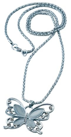Steuer Modeschmuck Damen Anhänger mit Kette Metall 55cm Gebürstet Katzenauge syn. Silbergrau 445040013