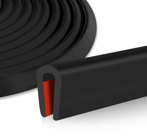 Rubber Edging Self-adhesive U-shape Trim Rubber Sealing Strip Black Edge Protector for Car Door Trim (1.6mm×3m)