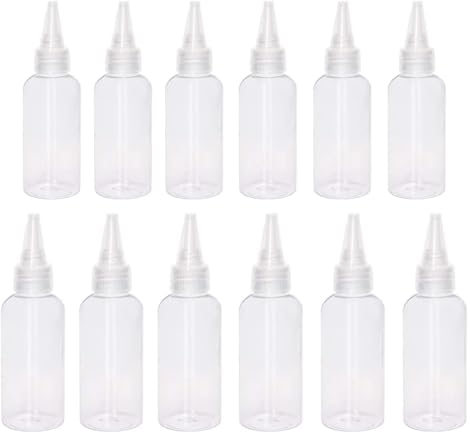 AFCJLTO Set de 12 Botellas Dispensadoras de Plástico, 6 de 20ml y 6 de 15ml, Ideales para Salsas, Pinturas y otros Líquidos, Vacías y de Fácil Exprimido