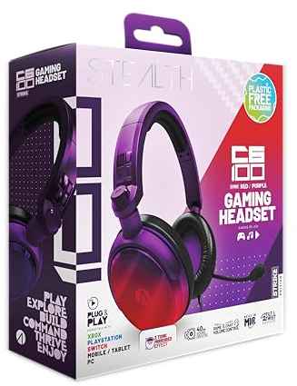 STEALTH C6-100 Gaming Headset STRIKE - Red & Purple, Multiplatform Compatible with Xbox, PS, Switch, PC, Mobile and Tablet