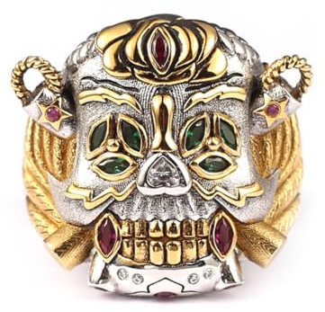 Housunzi Gothic Totenkopf Ring The Expendables Glücksringe Retro Personalisierter Schmuck Trendy Film Souvenir Cocktail Party Loop Halloween Herren Geschenk Accessoires Sterlingsilber,#11