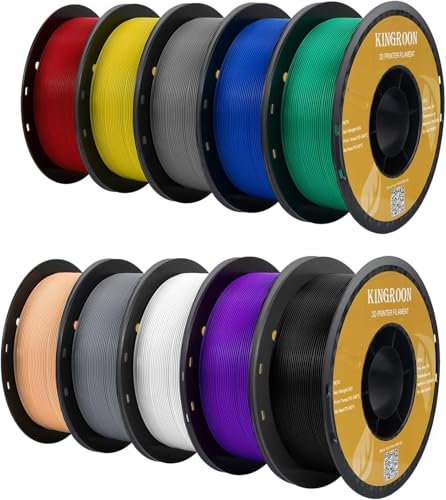 kingroon 3D Printer Filament PETG 3D-Druckerfilament,… (10 Rollen PETG-Zubehör in mehreren Farben)