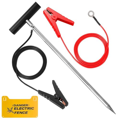 Sptchapn Electric Fence Wire - Grounding Rod, Connect The Energizer and Electric Fence Charger Solar Powered, Solar Electric Fence Lead Wire with Alligator Clip, for Generator Electric Fence