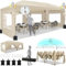 HOTEEL Faltpavillon 3x6 Wasserdicht und Stabil - Mit 6 Seitenwänden, One-Push-Aufbau, 8 Windschutzstangen - Partyzelt für Hochzeiten, Camping (Khaki)