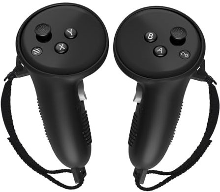 Bamyli 1 Paar Silikon-Cover-Zubehör Kompatibel mit für Meta Quest 3 Zubehör (Nicht für Ladestation), Verstellbare Handschlaufe für kleine und mittlere Hände Controller-Griffe, Schwarz (Schwarz)