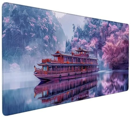 Tapis de Souris Gamer, Tapis de Souris XXL 800x300 Tapis Souris D'épaisseur de Protecteurs pour Gamer, Ordinateur, Mac, PC, Tapis de Souris Ergonomique, Grand Tapis de Souris (Violet, Bateau) O-U