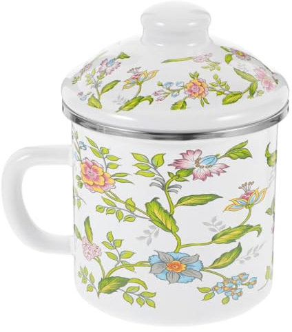 DECHOUS Enamel Mug with Lid: Large Capacity 1250ml - Vintage Enamel Coffee Mug Water Cup - Camping Unbreakable Portable Drinking Tea Cup for Home Office