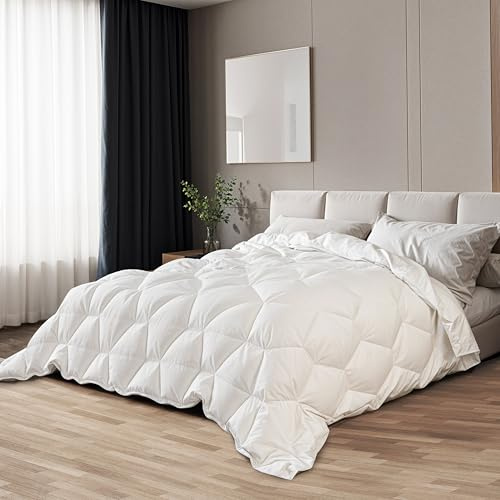 The White Stone Bettdecke 210 x 260 cm mit 150 g Füllung | Weiche Füllung aus Softwatte | Gestepptes Bettdecke aus weißer, antiallergischer Mikrofaser