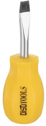 sourcing map SL6 Short Tip Slotted Screwdriver Stubby Magnetic Flat Head Screwdrivers CR-V Small Pocket Screwdriver for DIY Repairing, Yellow