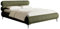 Selsey Bett Polsterbett Doppelbett 160 x 200 cm Mit Zweikammer Bettkasten Gasdruckfeder Metallrahmen Schwarze Beine Schlafbett Chenille Olivengrün Roule