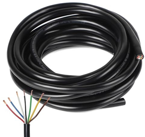 SWAWIS 5m Cavo Rimorchio 7 Conduttori, Cavo Elettrico Rotondo per Rimorchio 0.8 mm², Multifilo Cavo 7 Poli per Rimorchio Veicolo Caravan LKW KFZ