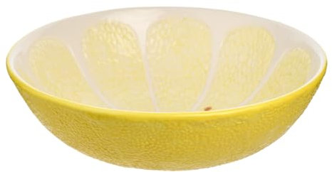 Hestia - Lemon Dish - Yellow Glazed Ceramic Serving Platter Bowl Dish - Home Decor Gifting for Hosting, Dinner & Parties for Spring/Summer - H: 9cm x W: 26cm.