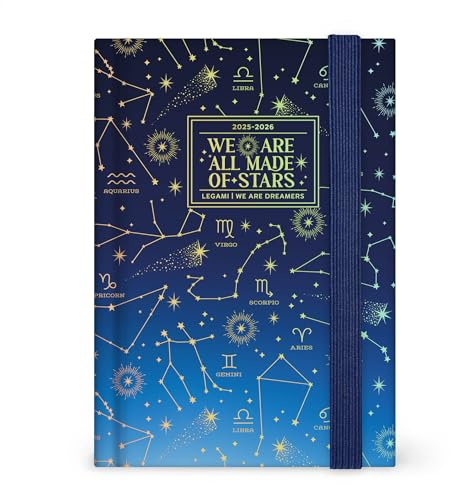Legami Tageskalender 2025-2026, Stars, 16 Monate, klein, Tagebuch von September 2025 bis Dezember 2026, Verschluss mit Gummiband, FSC-zertifiziertes Papier, 9,5 x 13,5 cm