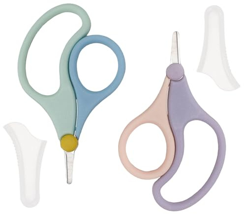 2Pcs Cute Safety Scissors, Fingernail Clippers Colorful, Toddler Safety Scissor, Easy Grip Nail Scissors