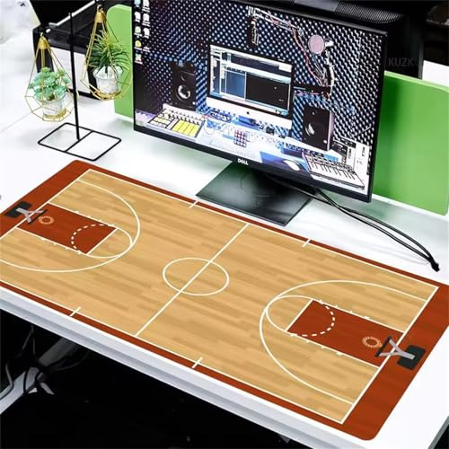 Tapis de Souris Gaming XXL 800x400x3mm Grand Tapis de Souris Gamer sous-Main Bureau Gamer Large Haute précision et Vitesse pour la Maison et Le Bureau (Terrain de Basket)