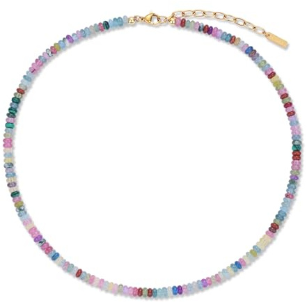 COAI Bunte Perlenkette oder Perlenarmband aus 4x2 mm Kristallperlen für Damen