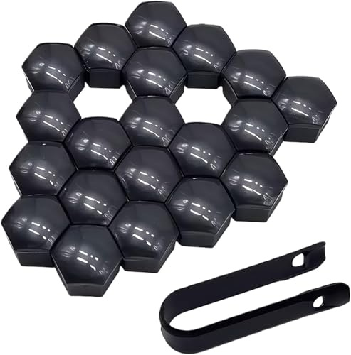 YBZYBSV Radschraubenkappen für Dacia Duster III 2024 2025, 20 Stück Radschrauben Radmuttern Abdeckung Auto Mutter Covers Reifenmutternabdeckungen,Black-17mm