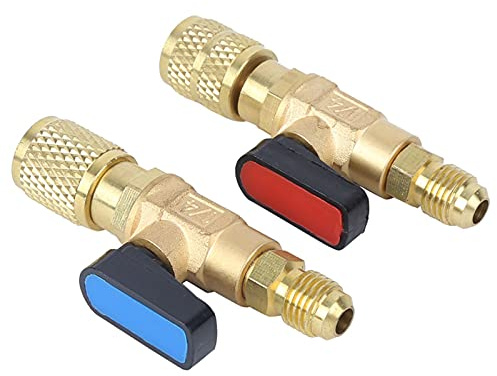 Dioche Valvola di HVAC Valvola del Refrigerante Aria Condizionata Adattatore per Tubo di Ricarica a Sfera per R22 R410A - Ottone Durevole e Materiale ABS, compatibilità Standard SAE 1/4 di Pollice,