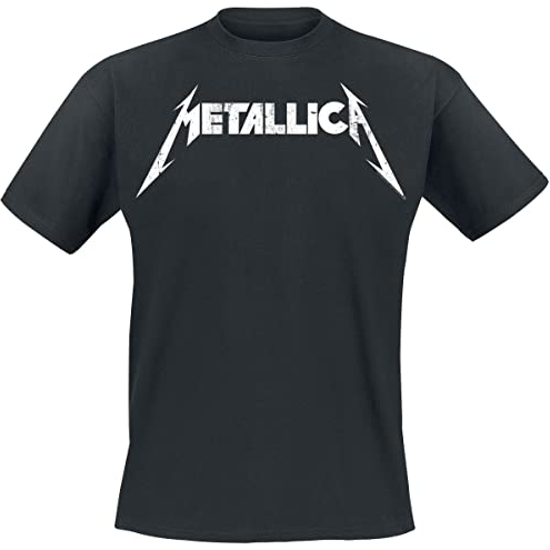 Metallica Logo Texturé Homme T-Shirt Manches Courtes Noir XL 100% Coton Regular/Coupe Standard