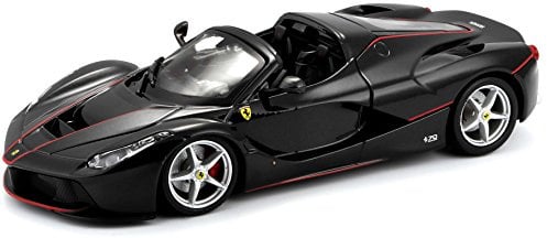 Bburago LaFerrari Aperta: Modellauto im Maßstab 1:24, Kofferraum zum Öffnen, Fertigmodell, lenkbar, 19 cm, schwarz (18-26022BK)
