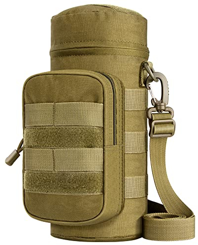 IronSeals Tactical Molle Water Bottle Holder Pouch Hydration Carrier Bag with Detachable Shoulder Strap