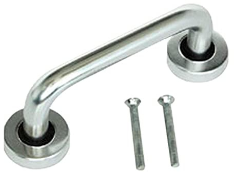Merriway BH06450 Round Pull Handle & Roses Polished Aluminium 230mm, Silver Tone